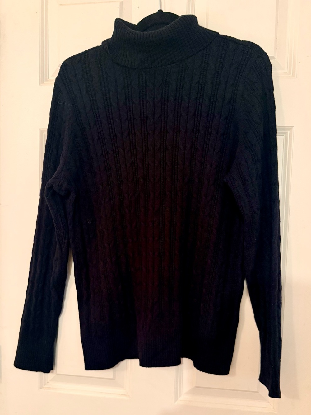 Black Cable-Knit Turtleneck Sweater